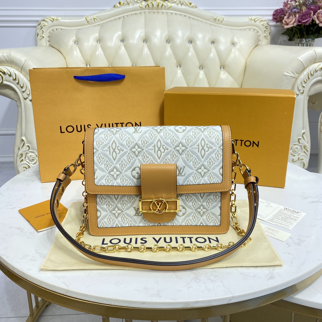 Louis Vuitton SINCE 1854 DAUPHINE MM Handbag M59483 Ecru/Caramel